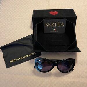 Bertha x Katrina Szish the Celerie black sunglasses NWOT in original velvet box.